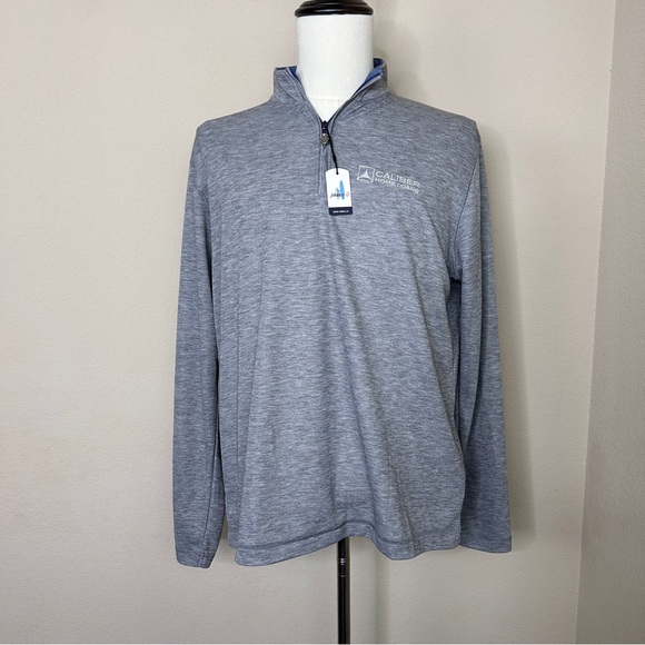 NWT Johnnie O Shirt Mens Large Gray Pullover 1/4 Zip Lightweight Mock Neck - Picture 1 of 7